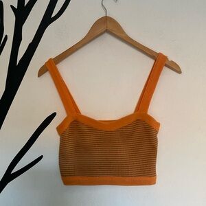 NWT Zara knit ribbed orange taupe sleeveless crop top